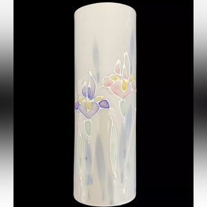 Vintage Otagiri Vase Floral Lite Hand painted Iris Flowers Raised Outline Japan
